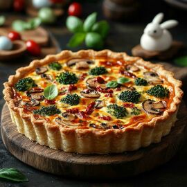 Imagem da notícia Quiche Vegana de Páscoa com Legumes Salteados e Creme de Tofu